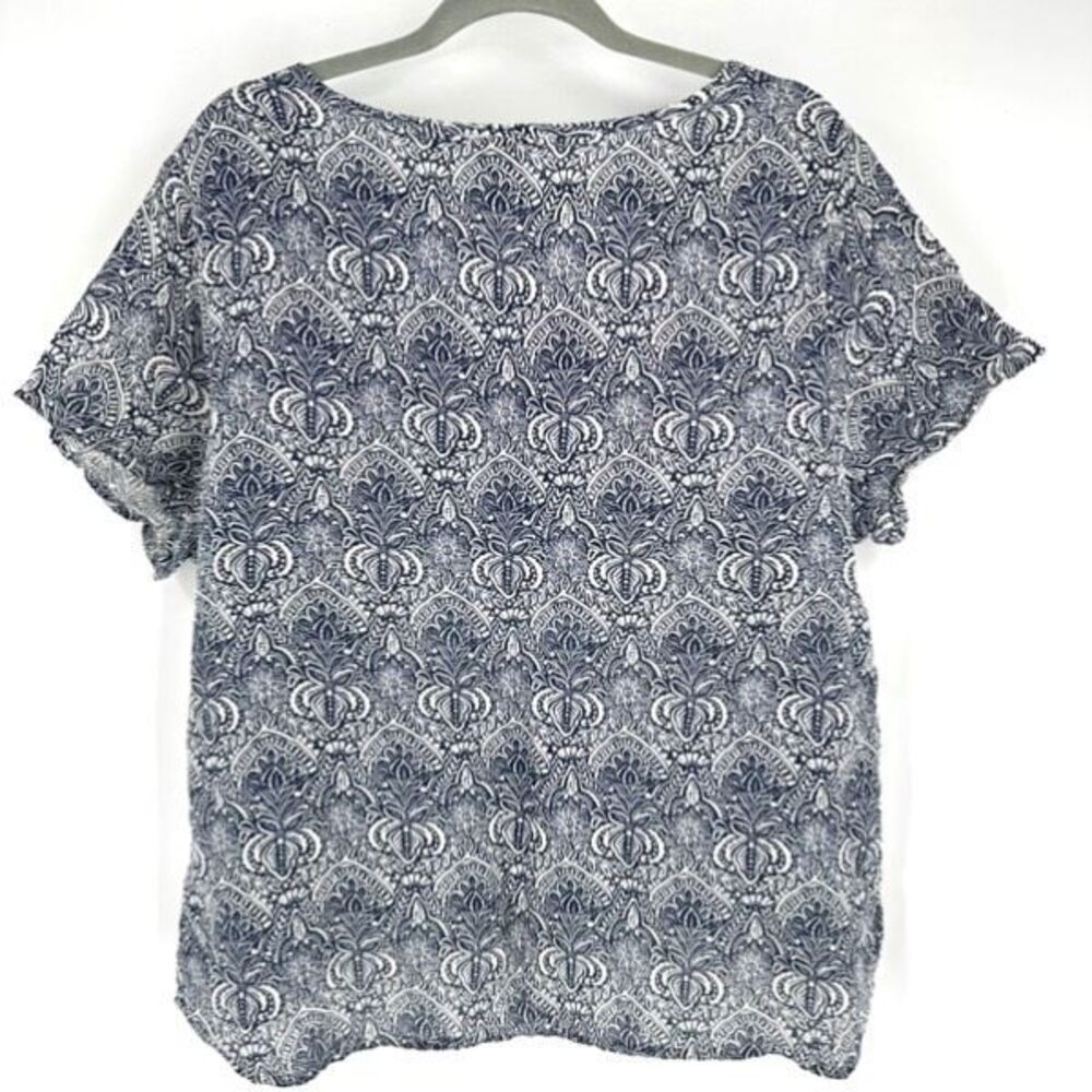 Rachel‎ Zoe 100% Linen Boxy Floral Short Sleeve T Shirt Size 1X Plus Coastal